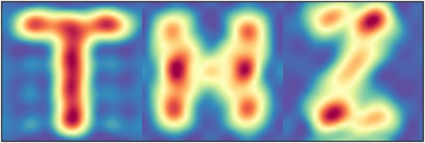 Our reconstruction of the letters T, H, and Z from the raw scan.